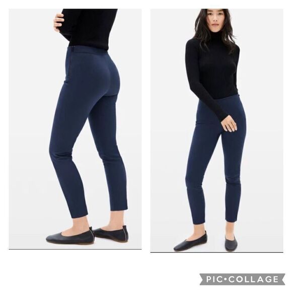 Everlane side zip navy stretch pants ankle size 4 small - Picture 1 of 11
